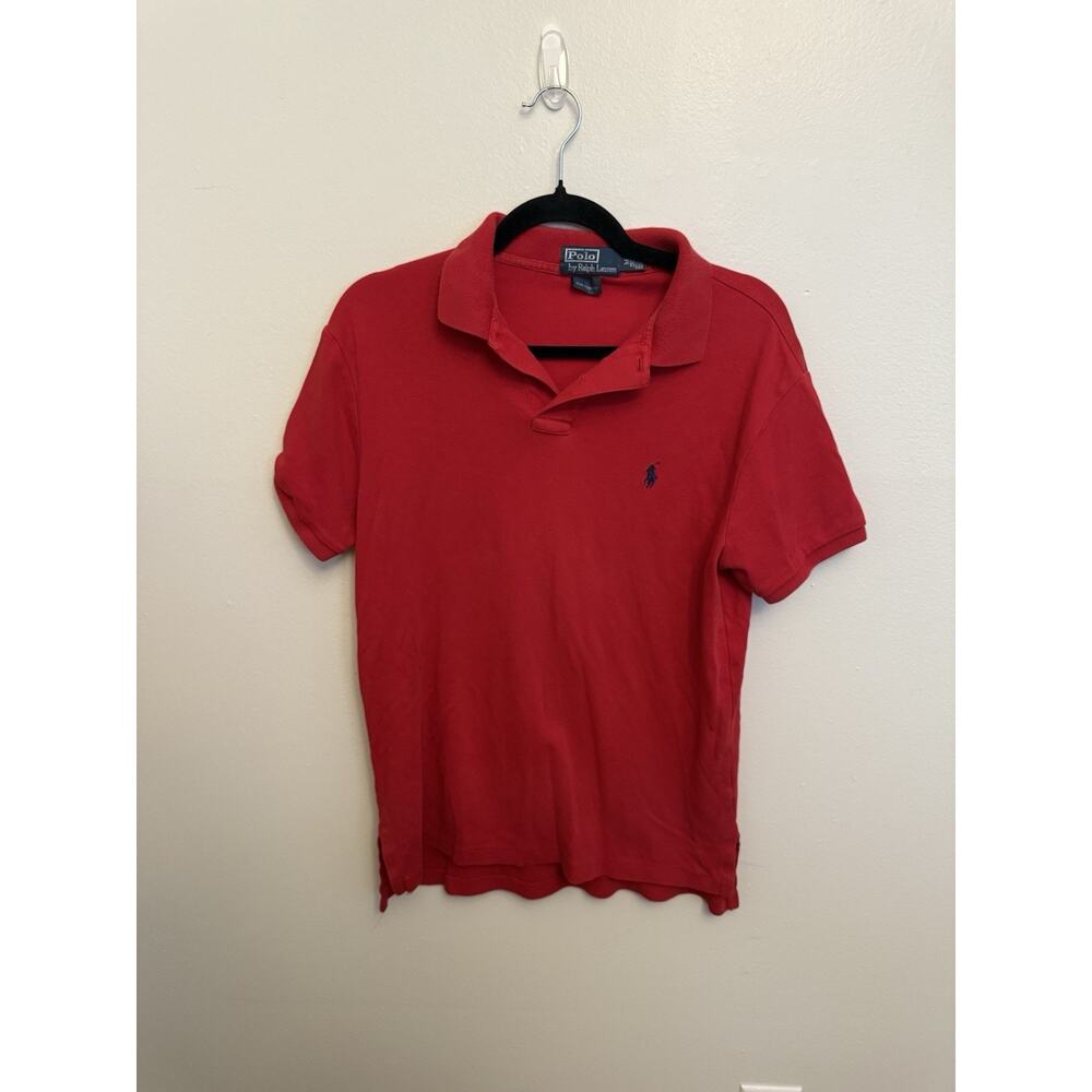 Polo Ralph Lauren Polo Shirt Mens Medium Red Custom Fit Blue Pony Logo Casual
